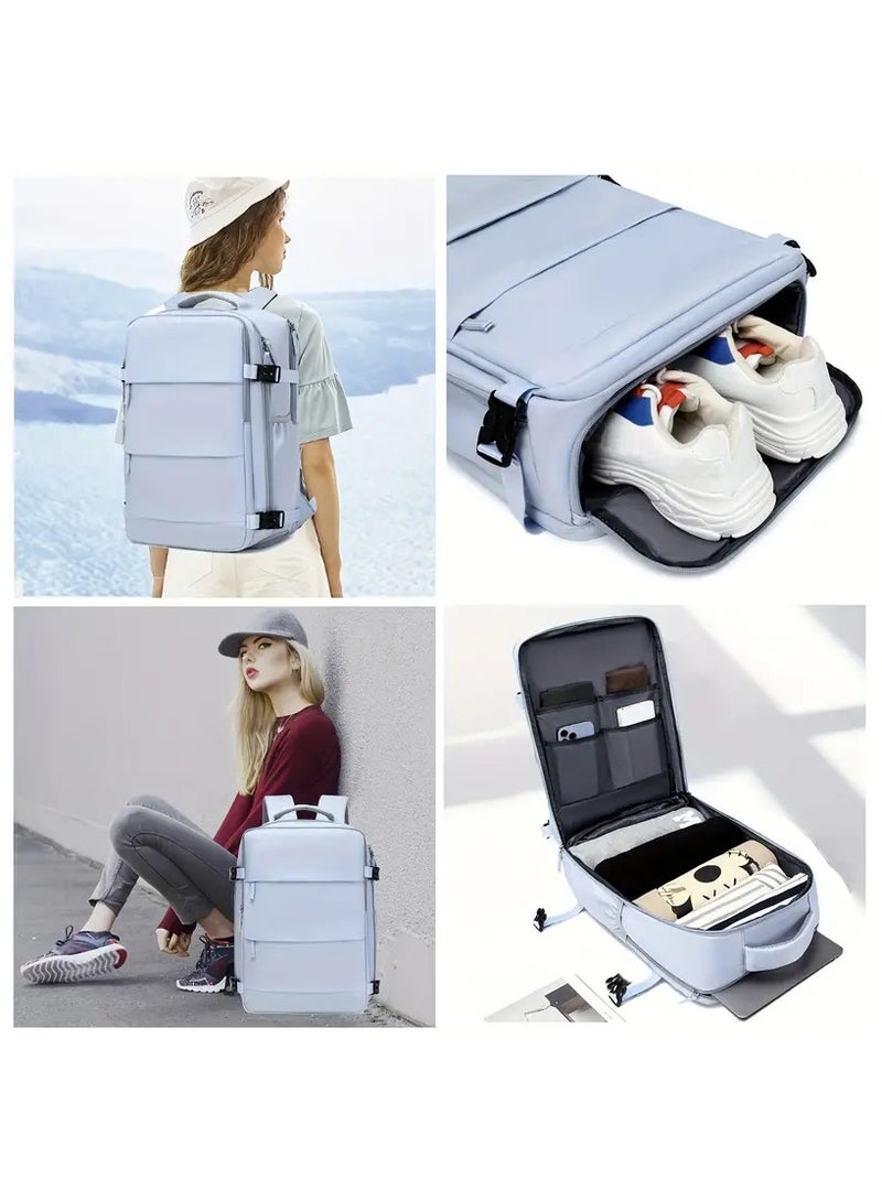 Travel Backpack for Men Women Carry On Backpack with USB Charging Port Shoe Compartment 15.6 Inch Laptop Backpack Flight Approved College School Bag Casual Daypack for Weekender Business Hiking  - Image 5