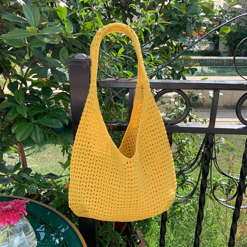 Women's Knitted Hollow-Out Tote Bag, Large Capacity Casual Shoulder Bag - Image 2
