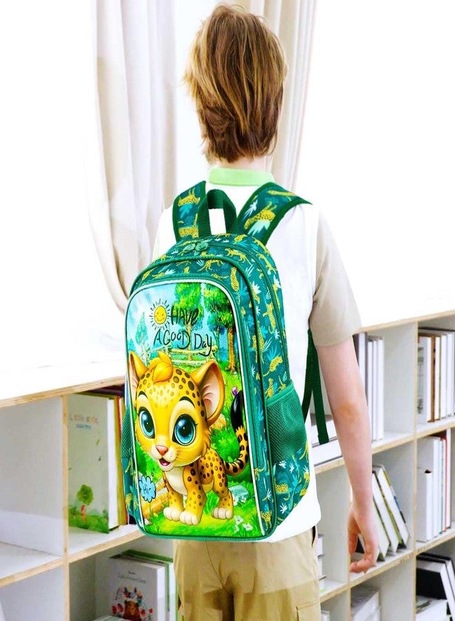 gxtvo 3PCS Boys Leopard Bookbag, 16" Kids Backpack with Lunch Box, Water Resistant Elementary Preschool Toddler School Bag - Image 2