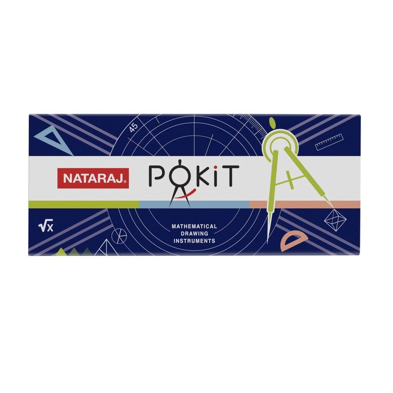 Nataraj Pokit Geometry Box | High Precision Instruments | Blod Markings for Accuracy |Tough & Long-Lasting | Geometry Box for Students | Smooth & Rounded Edge | Child-Safe | Set of 9 Instruments - Image 5