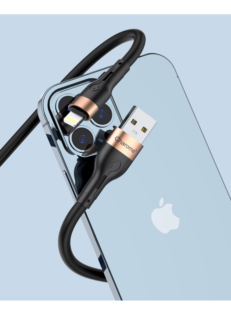 Charome C23-03 USB-A to Lightning Charging Data Cable High Performance Fast Charging, Durable Build, Tangle-Free Design, Universal Compatibility, Enhanced Data Transfer, Flexible Material, Heat Resistant, Extra Long Length - Image 3