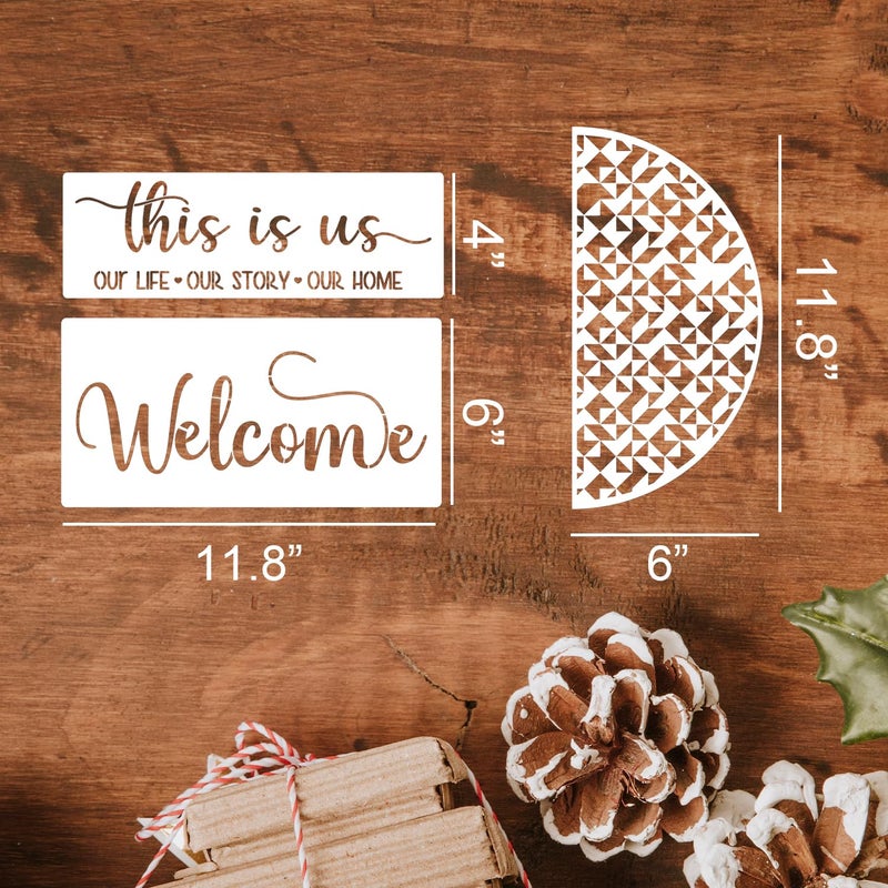 SUNVERSE Welcome Stencils for Painting on Wood 12â€ Welcome Stencil for Crafts Reusable Stencils for Wood Sign Doormat Fabrics Decor - Image 2