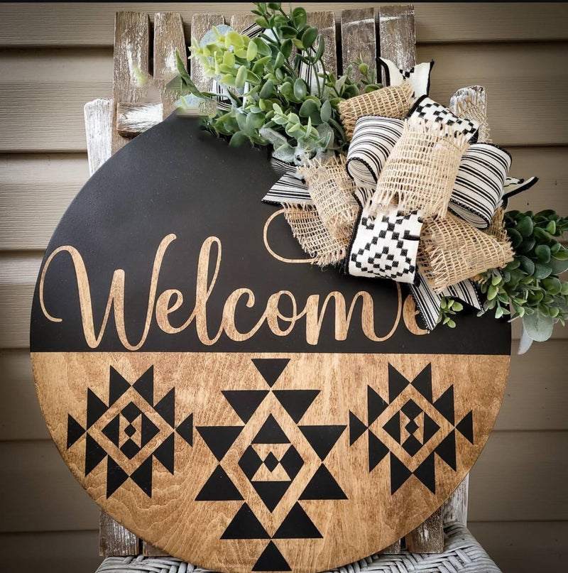 SUNVERSE Welcome Stencils for Painting on Wood 12â€ Welcome Stencil for Crafts Reusable Stencils for Wood Sign Doormat Fabrics Decor - Image 5