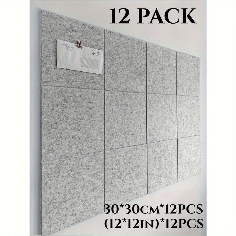 12 Pcs Light Gray Felt Bulletin Board Wall Tiles With Safe Removable Adhesive Tabs Rectangular Polyester Fiber Cork Board For Office Pin Board 47 By 35 Inches - Image 5