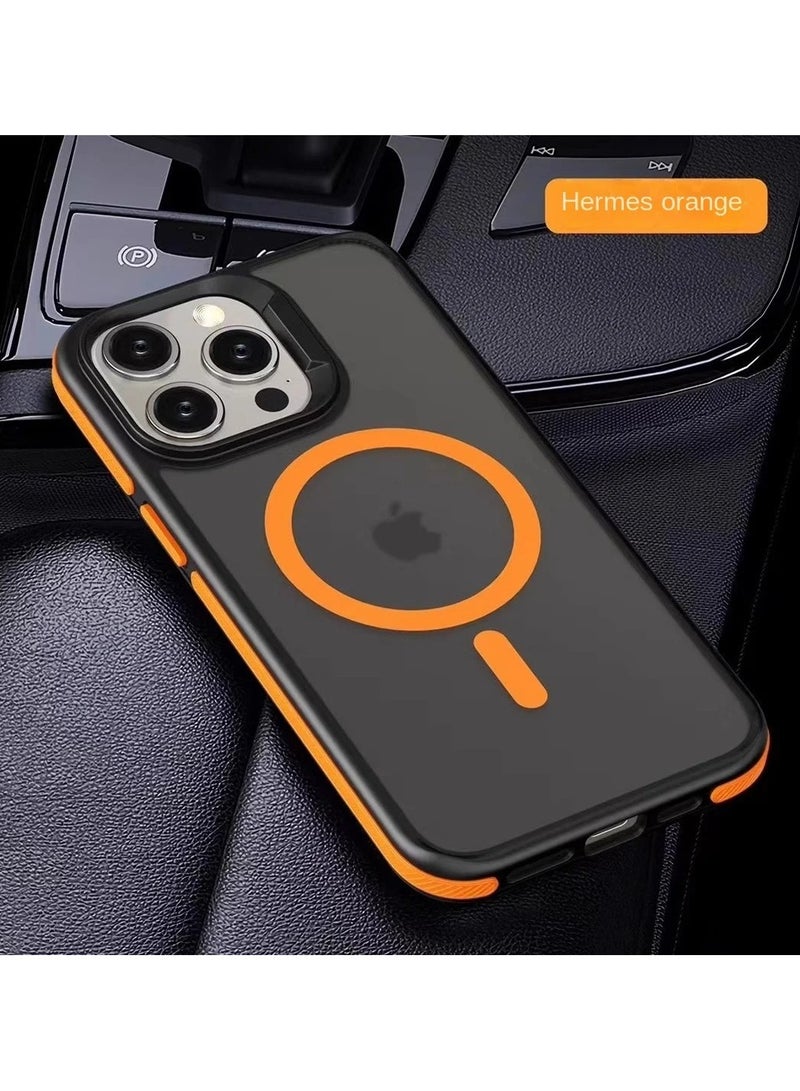 AROAQ Magnetic Matte Translucent Armor Shockproof Case for iPhone Series with Wireless Charging Support and Protective Bumper 