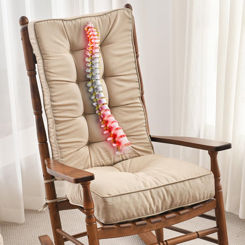 SUNROX Memory Foam Jumbo Rocking Chair Cushions, FadeShield Water Resistant Non Slip Durable Tufted Pads, Set of Seat & Back Cushion with Ties for Indoor/Outdoor Rocker, 2 Piece, Husk Birch - Image 1