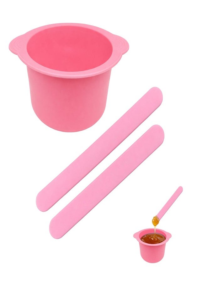 Creztail Silicone Wax Warmer Liner, Non-Stick Reusable Wax Pot Insert for Wax Warmer, Easy-to-Clean Silicone Wax Bowl with 2 Wax Spatulas (Pink) - Image 1