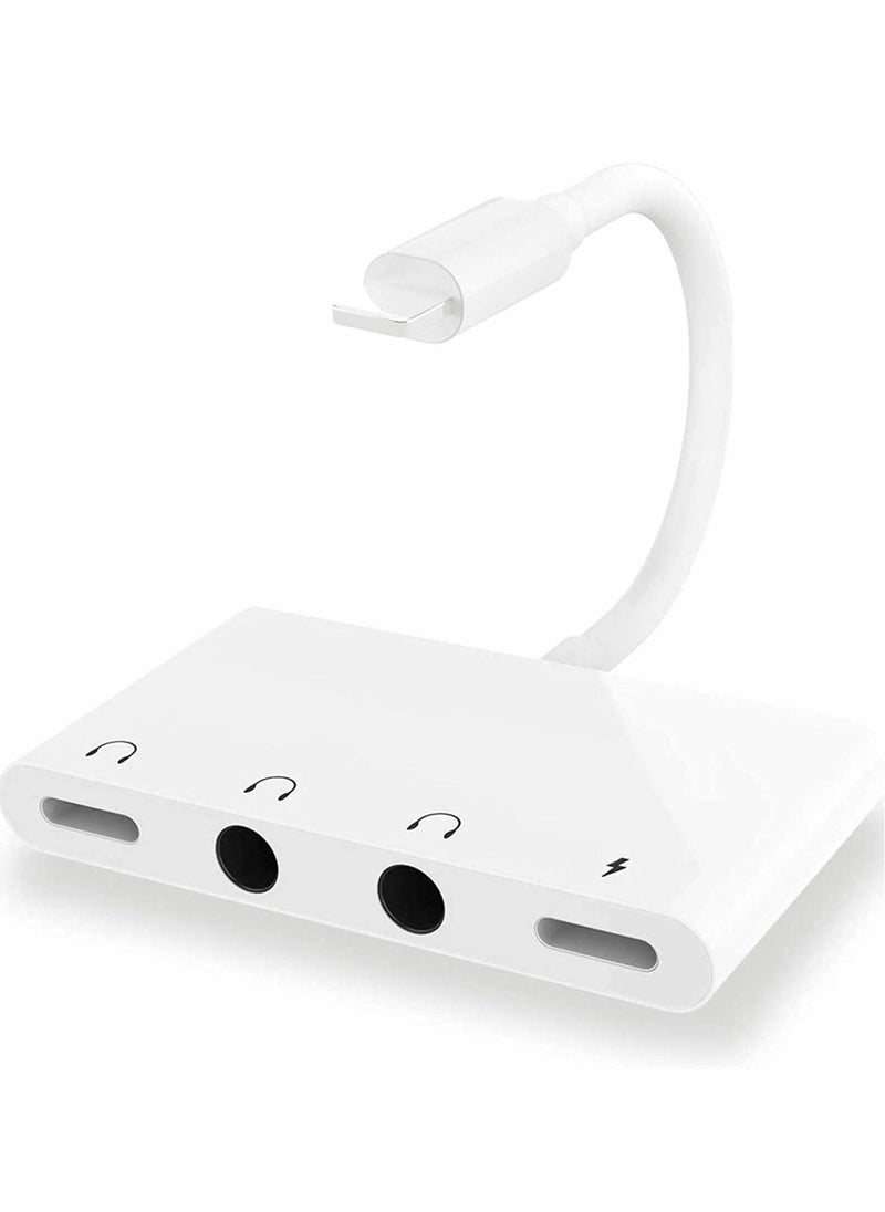 Excefore Headphone Jack Adapter for iPhone, Aux Audio Earphone Splitter 2 Way for iPhone/Pad, 4 in 1 Lighting to 3.5mm Headphone Jack Splitter and Charger Port  - Image 1