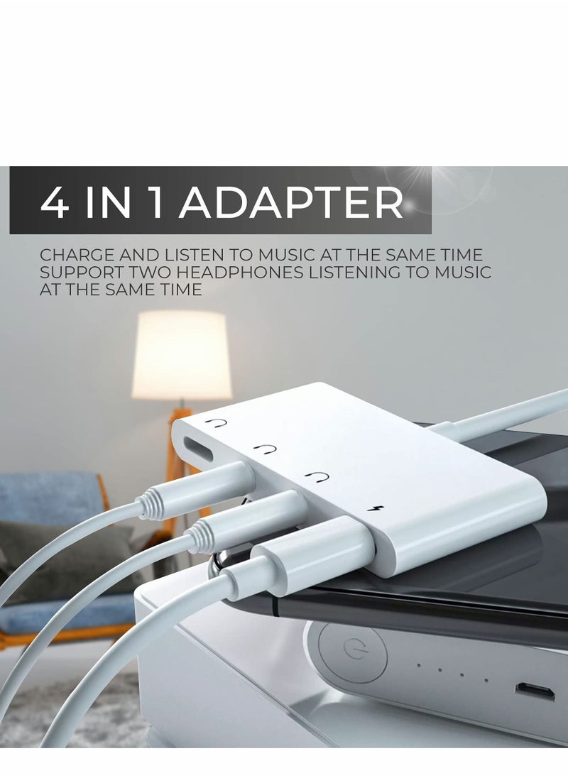 Excefore Headphone Jack Adapter for iPhone, Aux Audio Earphone Splitter 2 Way for iPhone/Pad, 4 in 1 Lighting to 3.5mm Headphone Jack Splitter and Charger Port  - Image 2