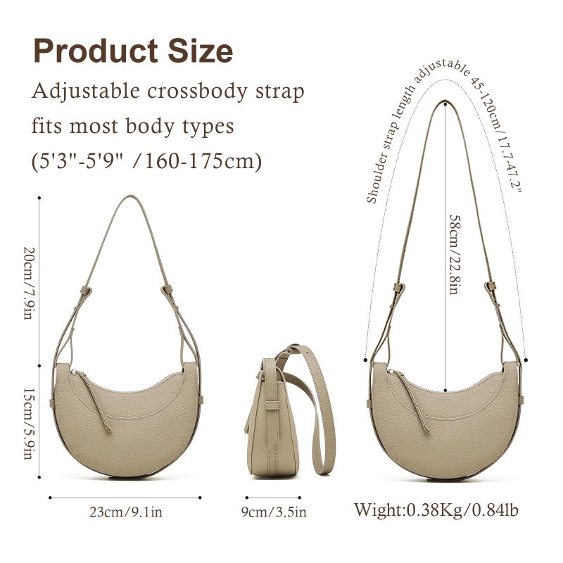 MoreFarther Genuine Leather Crossbody Bags for Women, Crossbody Satchel with Adjustable Strap, Leather Work Bag Travel Accessory Bag (Khaki) - Image 3
