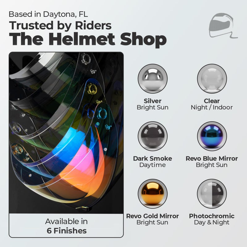 The Helmet Shop HJ-31 Silver Mirror Motorcycle Helmet Visor Fits HJC i10 & i70 - Replacement Shield | Optically Correct, UV Protected Polycarbonate Motorcycle Visor, Tool-Free Swap - Image 2