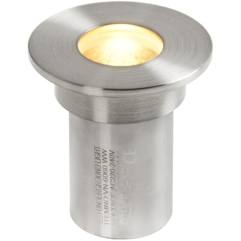 V.nice LED Underground Light IP65 Waterproof In-Ground Pathway Light, 3000K Warm White Outdoor Deck Uplight, Stainless Steel Body, AC220-240V, 3W  Silver Finish - Image 1
