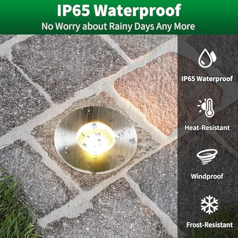 V.nice LED Underground Light IP65 Waterproof In-Ground Pathway Light, 3000K Warm White Outdoor Deck Uplight, Stainless Steel Body, AC220-240V, 3W  Silver Finish - Image 5