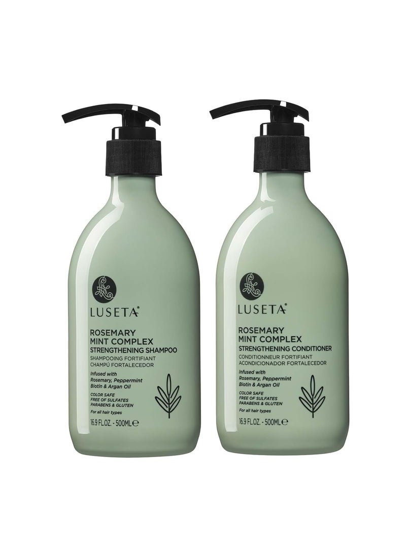 L LUSETA Luseta Rosemary Mint Strengthening Shampoo and Conditioner Provide Nourishment & Smoothness for Thin Hair,Reduce Frizz and Add Shine for All Hair Types 16.9oz×2 