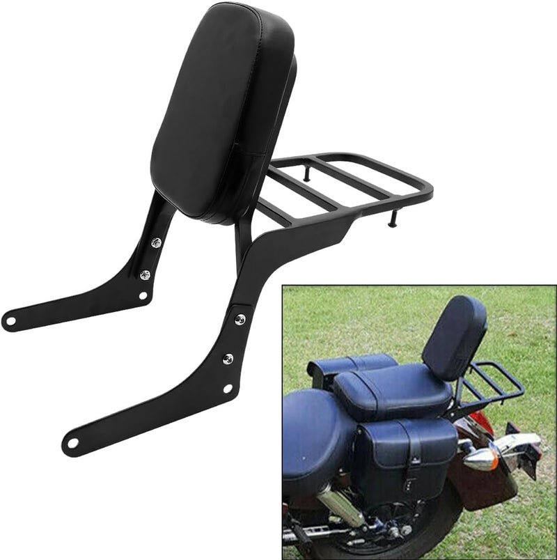 FENGREN Chrome Passenger Backrest Sissy Bar with Luggage Rack and Backrest Pad for Honda Rebel 250 CMX250 CMX250C CA250 - Image 1