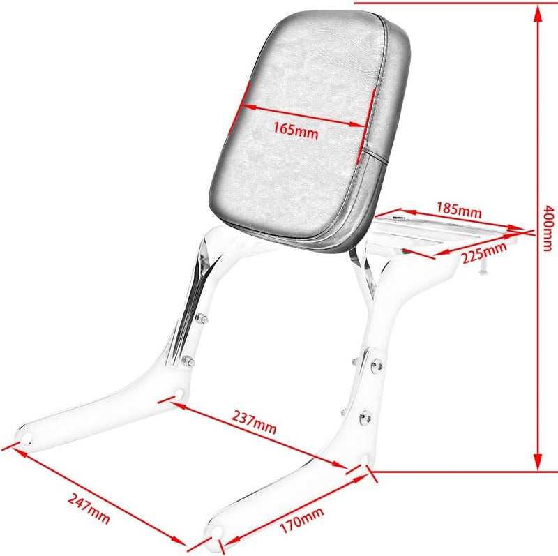 FENGREN Chrome Passenger Backrest Sissy Bar with Luggage Rack and Backrest Pad for Honda Rebel 250 CMX250 CMX250C CA250 - Image 5