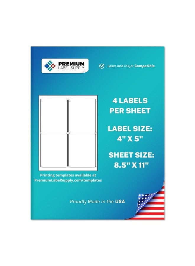 Premium Label Supply White Sticker Shipping Labels - 4" X 5" - Laser/Inkjet Compatible - (4 Labels/Sheet), 25 Sheets - 100 Total Adhesive Labels - Image 1