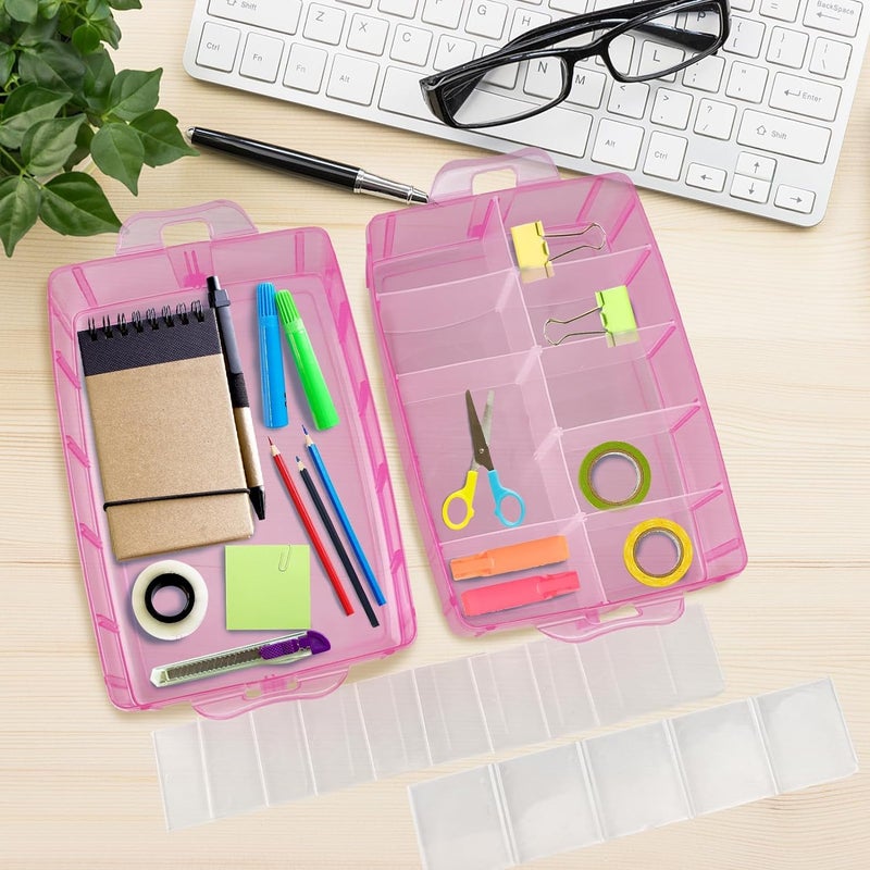 COOFANDY 3 Layer Plastic Craft Jewelry Box with 30 Adjustable Compartments - Craft Storage/Craft Organizers and Storage - Bead Organizer Box/Art Supply Organizer (pink) - Image 2
