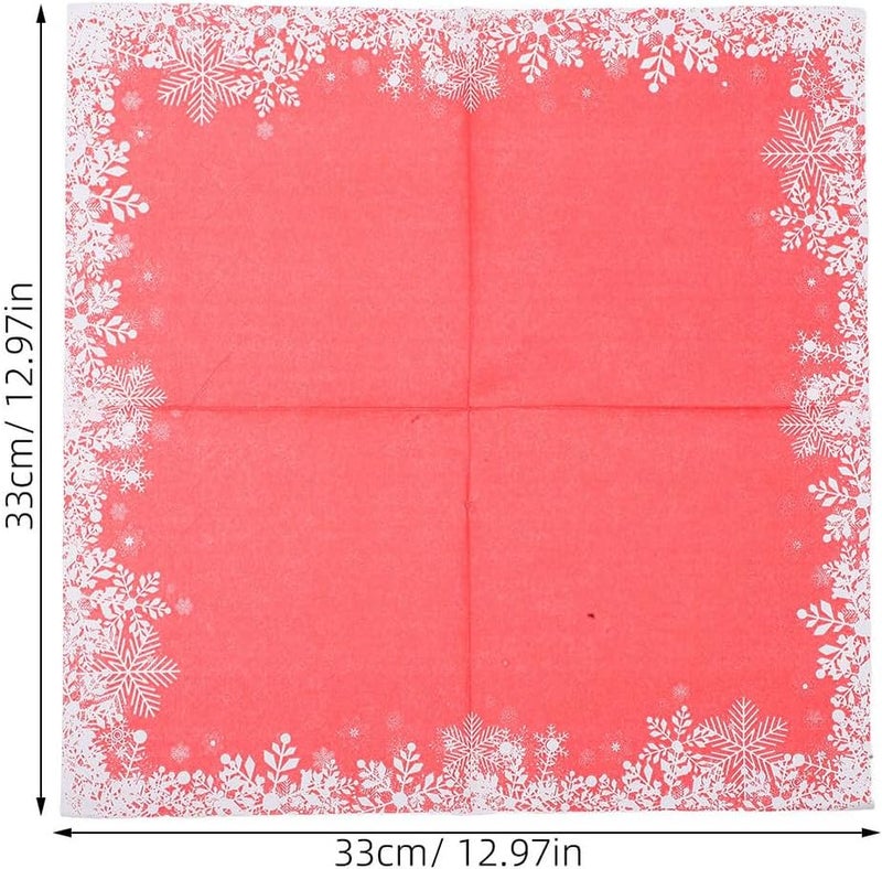 Christmas Disposable Paper Napkins Design 100pcs Red Holiday Dinner Napkins for Xmas Party Table Decoration Winter Festive Supplies - Image 2