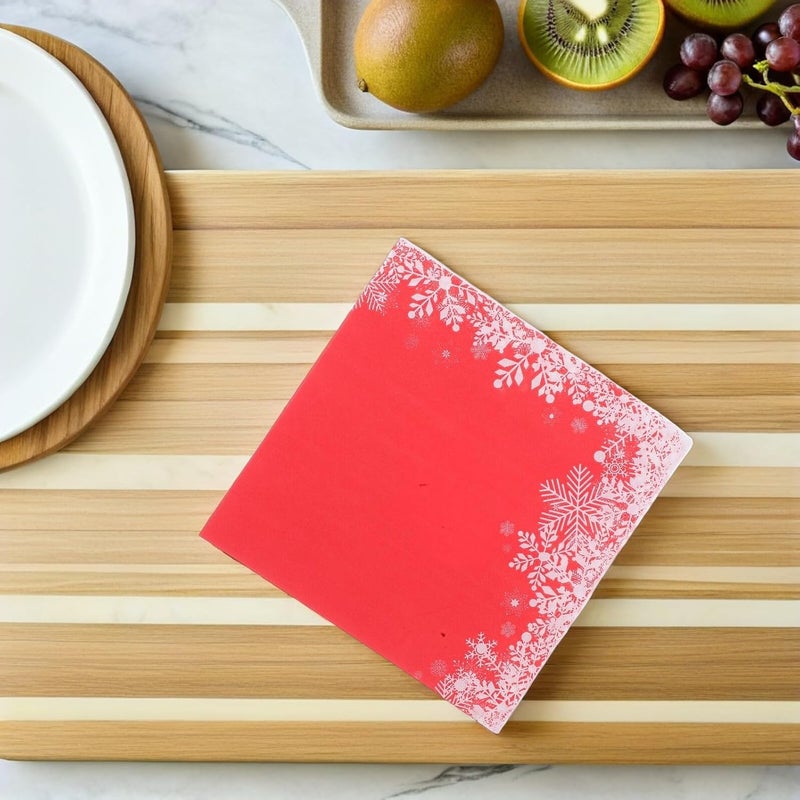 Christmas Disposable Paper Napkins Design 100pcs Red Holiday Dinner Napkins for Xmas Party Table Decoration Winter Festive Supplies - Image 5