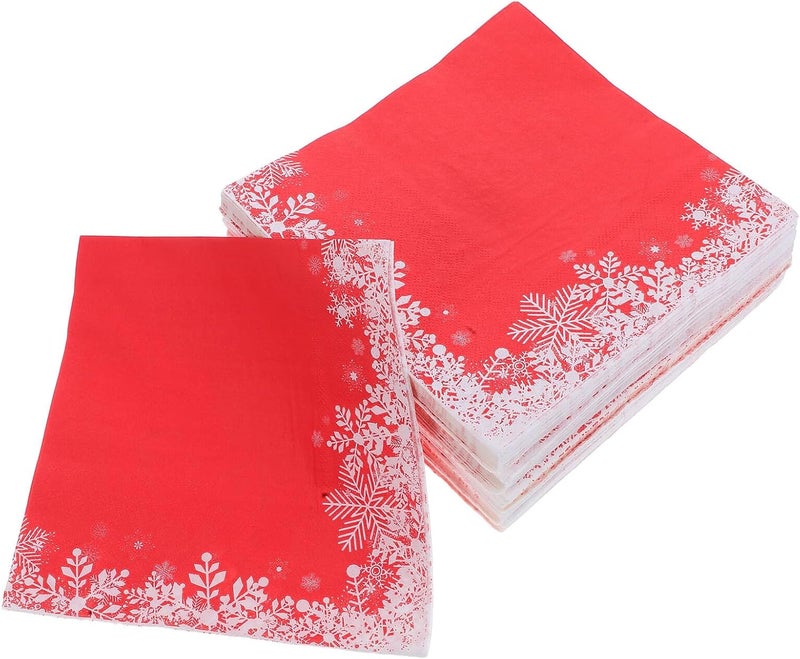 Christmas Disposable Paper Napkins Design 100pcs Red Holiday Dinner Napkins for Xmas Party Table Decoration Winter Festive Supplies - Image 1