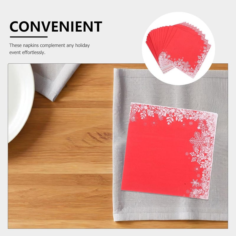 Christmas Disposable Paper Napkins Design 100pcs Red Holiday Dinner Napkins for Xmas Party Table Decoration Winter Festive Supplies - Image 3