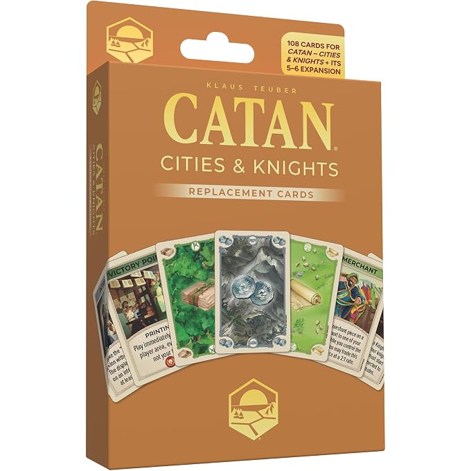 Catan Cities & Knights Card Accessory (6th Edition) | Complete Replacement Set with 36 Commodity Cards & 54 Progress Cards - Image 1