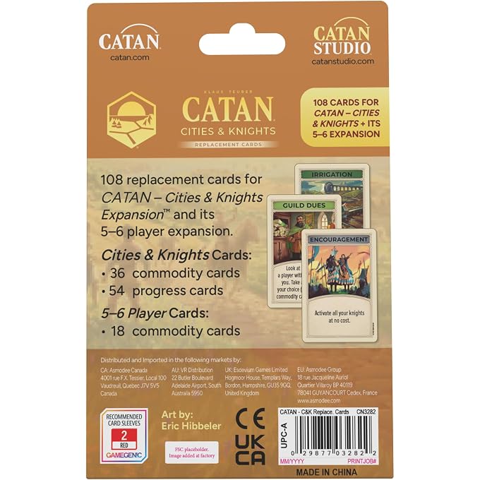 Catan Cities & Knights Card Accessory (6th Edition) | Complete Replacement Set with 36 Commodity Cards & 54 Progress Cards - Image 3