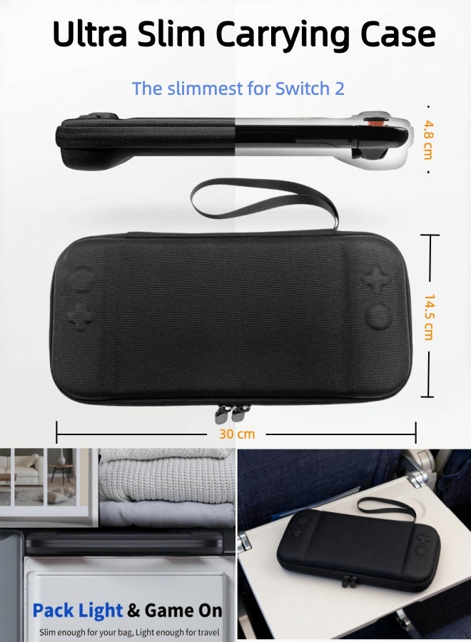 CoolRabbie Switch 2 Ultra Slim Bag 13 In 1 Bundle, Accessories Kit For Nintendo Switch 2：Slim Travel Storage Carrying Case With Switch 2 Crystal Cover Kit,6 Thumb Grips,2 HD Tempered Glass Screen Protectors With Alignment Frame,2 Cleaning Tools - Image 2