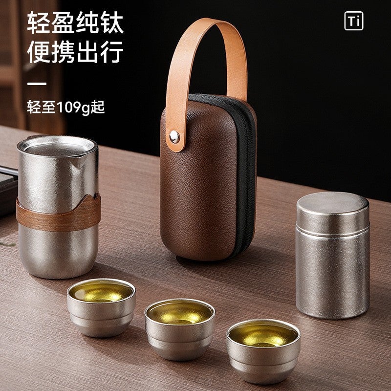 Pure Titanium Travel Tea Set, Eagle Beak Tea Infuser, Quick Cup, Portable Outdoor Tea Cup, Gift Souvenir - Image 5