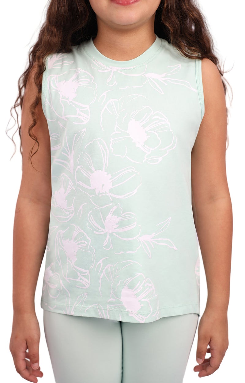 ATUM Girl's Flowery Mint Tank Top - Image 3