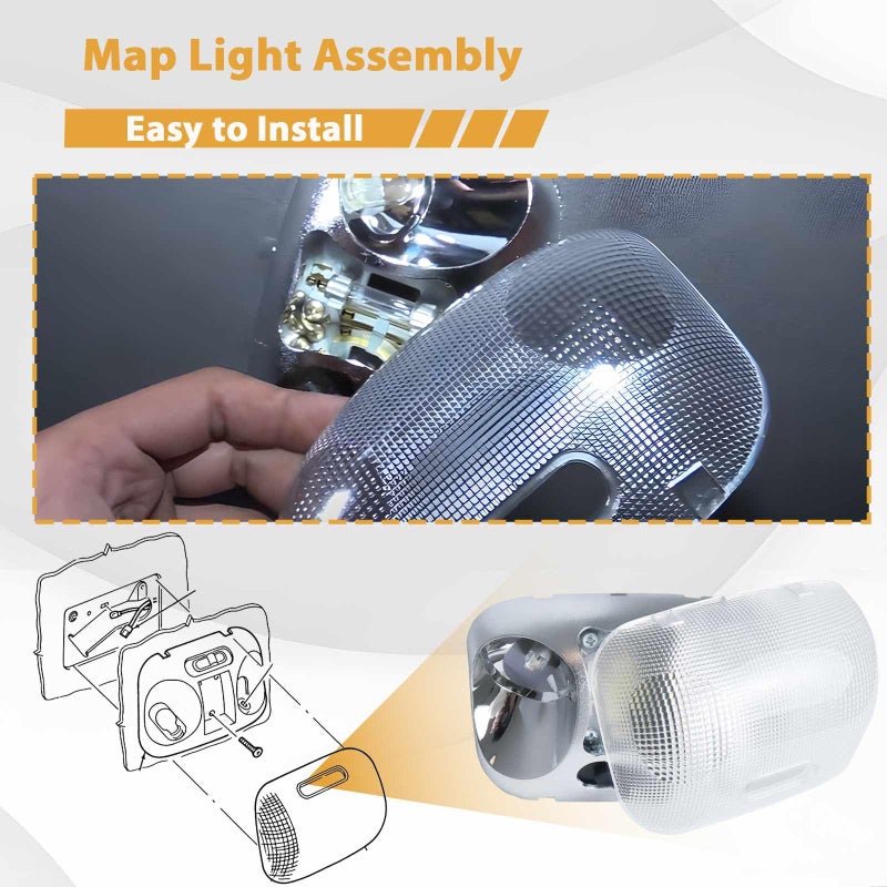 LLYZFED F37Z-13776-B LED Map Lamp Assembly with Cover Compatible with Ford Ranger 1993-2004 Cab Interior Overhead Dome Map Light Ceiling Reading Light Replace # F37Z13776B F67Z-13783-AA F67Z13783AA - Image 5