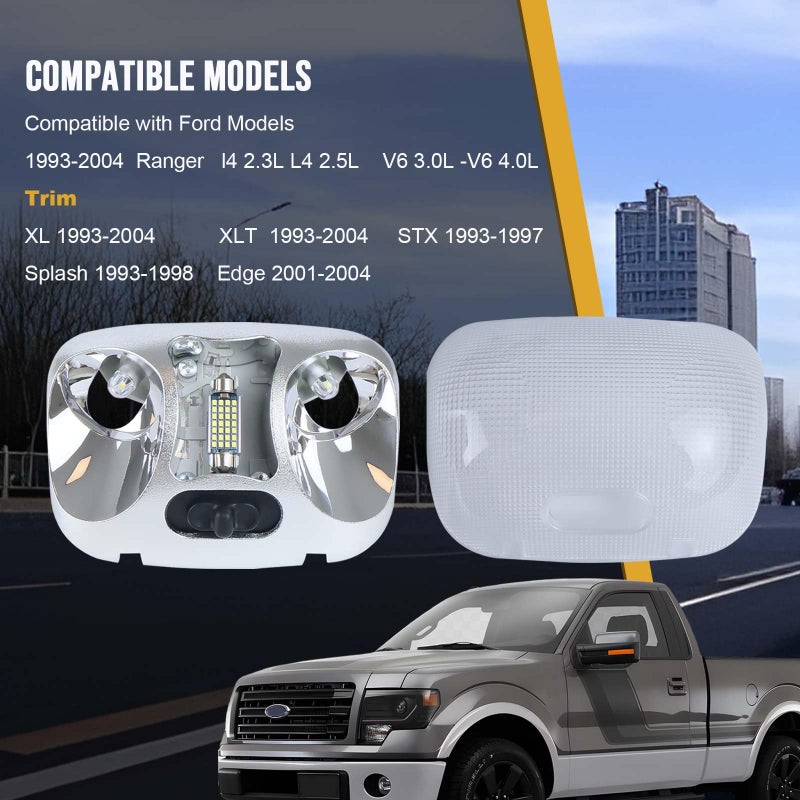 LLYZFED F37Z-13776-B LED Map Lamp Assembly with Cover Compatible with Ford Ranger 1993-2004 Cab Interior Overhead Dome Map Light Ceiling Reading Light Replace # F37Z13776B F67Z-13783-AA F67Z13783AA - Image 2