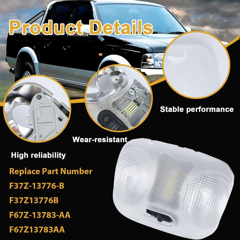 LLYZFED F37Z-13776-B LED Map Lamp Assembly with Cover Compatible with Ford Ranger 1993-2004 Cab Interior Overhead Dome Map Light Ceiling Reading Light Replace # F37Z13776B F67Z-13783-AA F67Z13783AA - Image 3