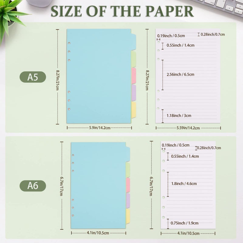 Billtigif Planner Inserts for A6 Binder - Budget Planner Journals Notebook, 6 Ring Loose Leaf Lined Paper with Binder Dividers, 240 Pages (White Paper) - Image 2