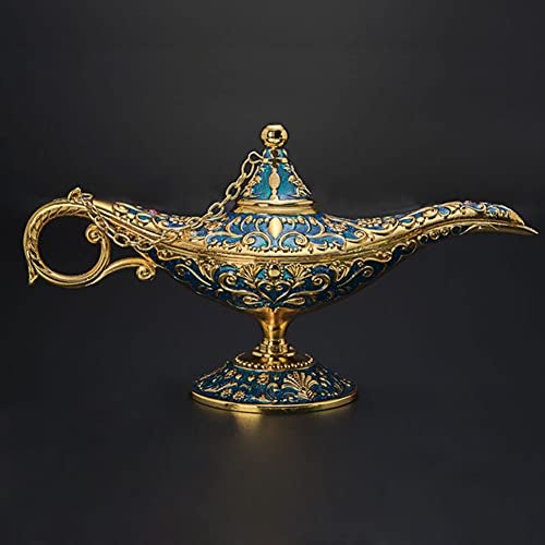 AVESON Classic Vintage Aladdin Magic Genie Costume Lamp Home Table Decoration & Gift, Golden Blue - Image 4