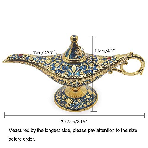 AVESON Classic Vintage Aladdin Magic Genie Costume Lamp Home Table Decoration & Gift, Golden Blue - Image 2