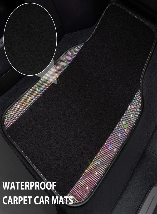 CAR PASS Iridescent Bling Rhinestones Diamond Car Floor Mats Waterproof, Anti-Slip PVC Heel Pad, Universal for Automotive SUV,Sedan,Van,4pcs Girl Women Lady Sparkly Shining Multicolor Colorful Crystal - Image 3