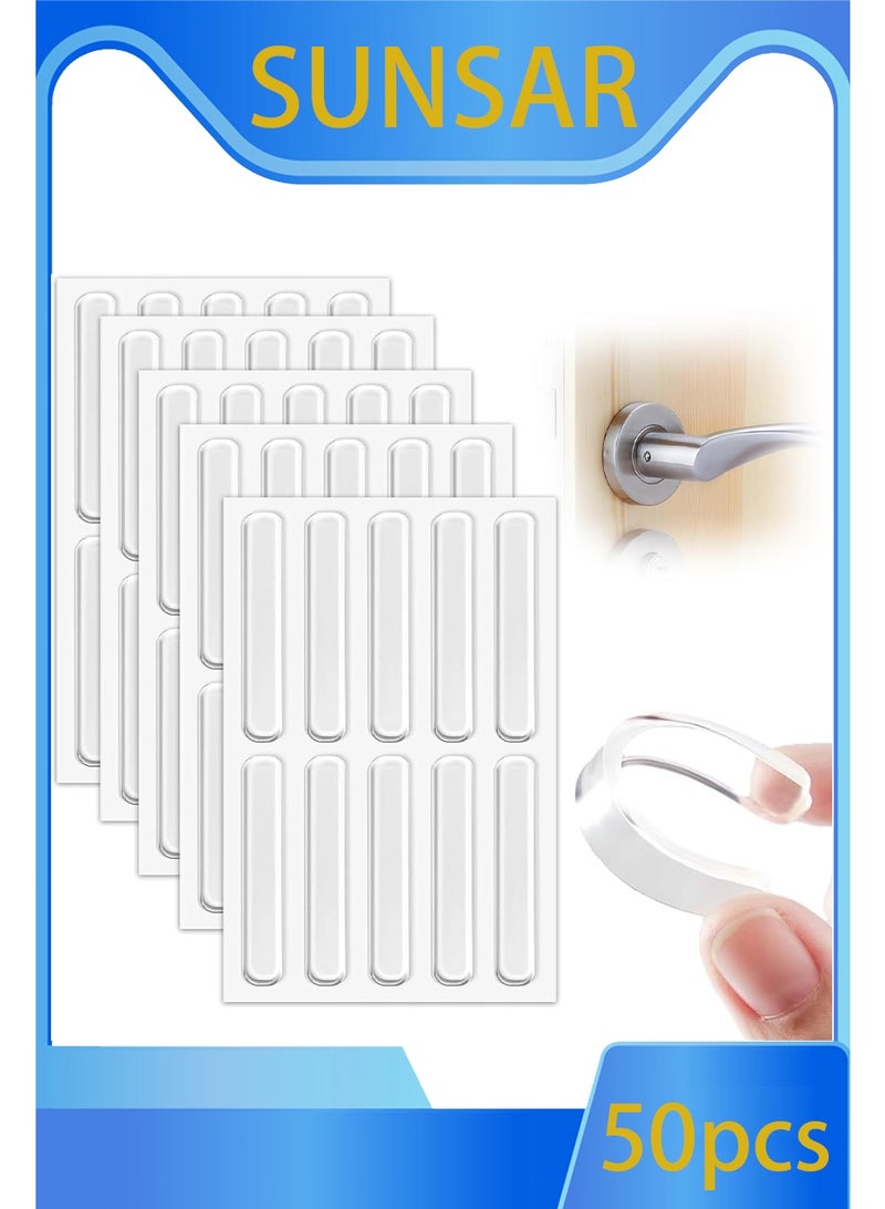 SUNSAR 50 Pcs Furniture Bumpers, Silicone Clear Cabinet Door Bumpers Adhesive Furniture Bumper Strips 6.3cm Cabinet Bumpers Transparent Bumpers Pads for Furniture & Doors Protectors - Image 1