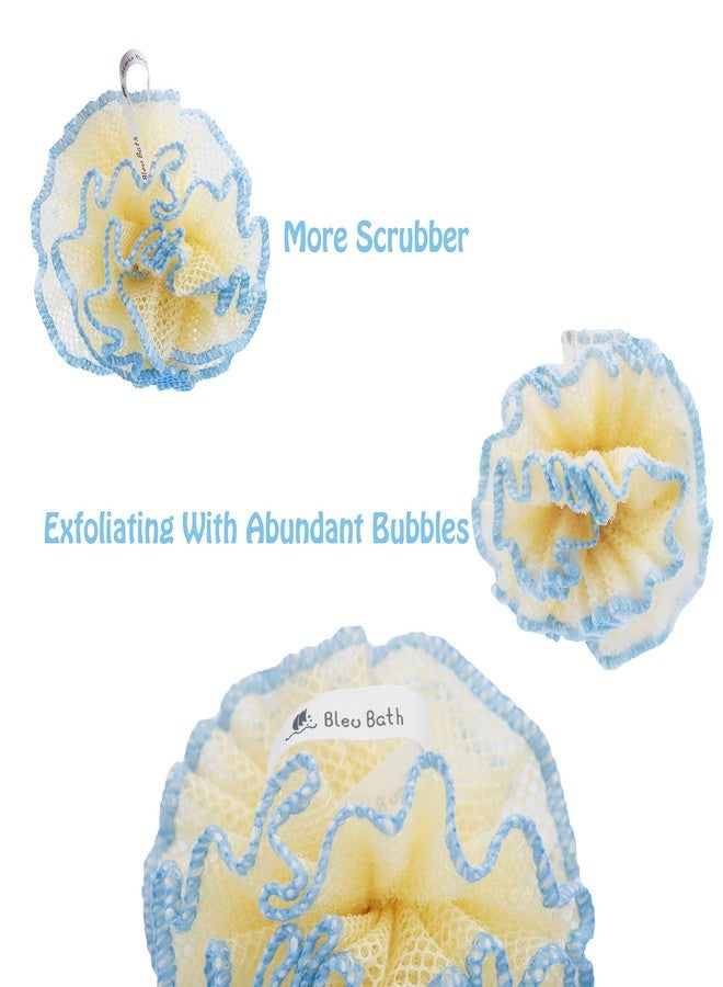 Bleu Bath (4 Pack) Exfoliating Body Scrubber Puff Deep Cleaning Sturdy Bath Loofah Mesh Sponge in Rough with Rich Bubbles for Men and Women - Image 2