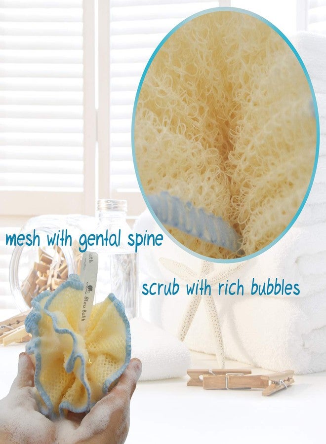 Bleu Bath (4 Pack) Exfoliating Body Scrubber Puff Deep Cleaning Sturdy Bath Loofah Mesh Sponge in Rough with Rich Bubbles for Men and Women - Image 3