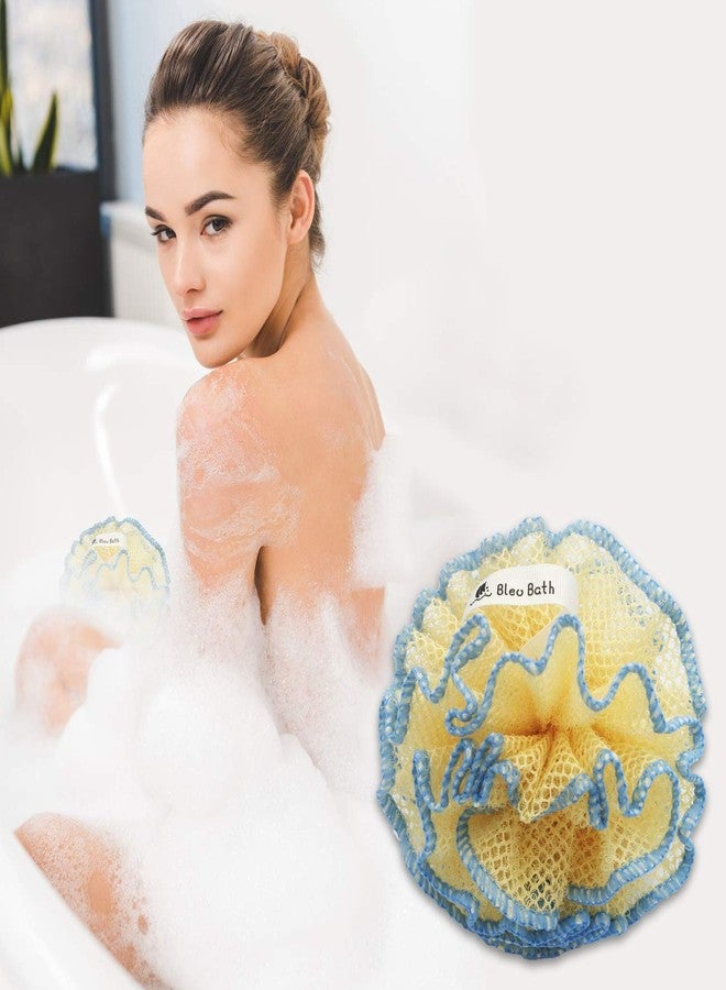 Bleu Bath (4 Pack) Exfoliating Body Scrubber Puff Deep Cleaning Sturdy Bath Loofah Mesh Sponge in Rough with Rich Bubbles for Men and Women - Image 4