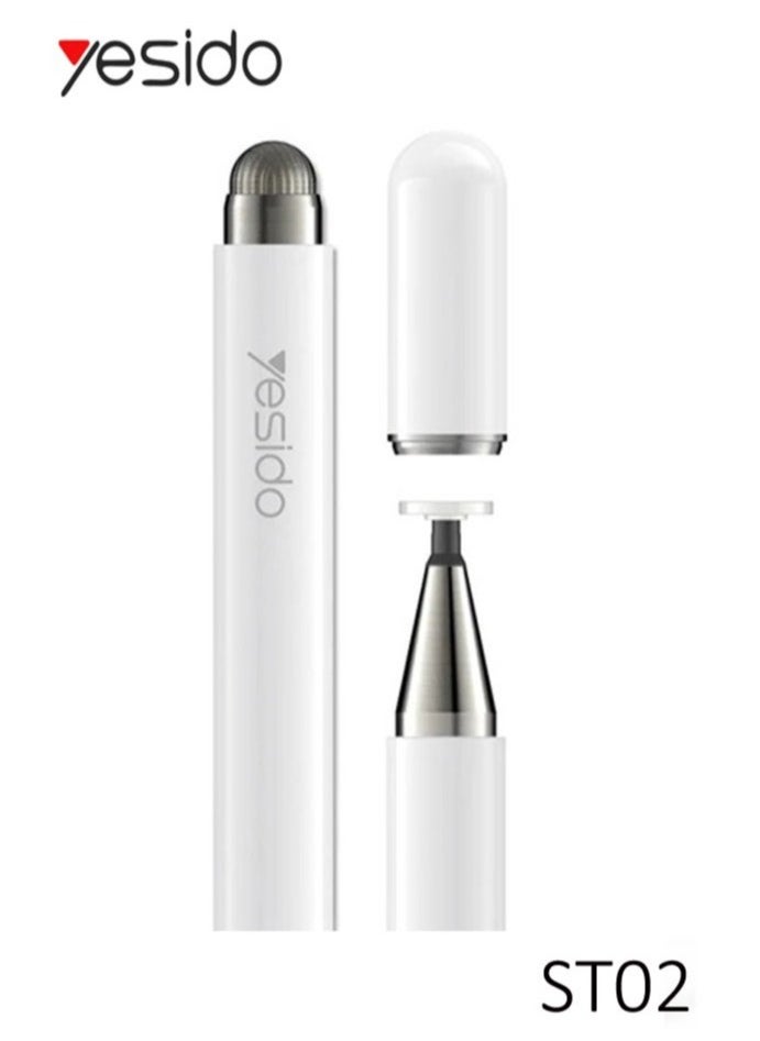 Yesido - ST02 2-in-1 Capacitive Active Stylus Pen – Smart Pressure Sensitive Touch Screen Stylus for Tablets & Smartphones – Universal Compatibility for iPhone, iPad, Android Devices – Precision Tip for Writing - Drawing, and Editing – Ideal for Artists, Students & Professionals - Image 1