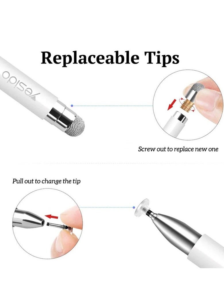 Yesido - ST02 2-in-1 Capacitive Active Stylus Pen – Smart Pressure Sensitive Touch Screen Stylus for Tablets & Smartphones – Universal Compatibility for iPhone, iPad, Android Devices – Precision Tip for Writing - Drawing, and Editing – Ideal for Artists, Students & Professionals - Image 1