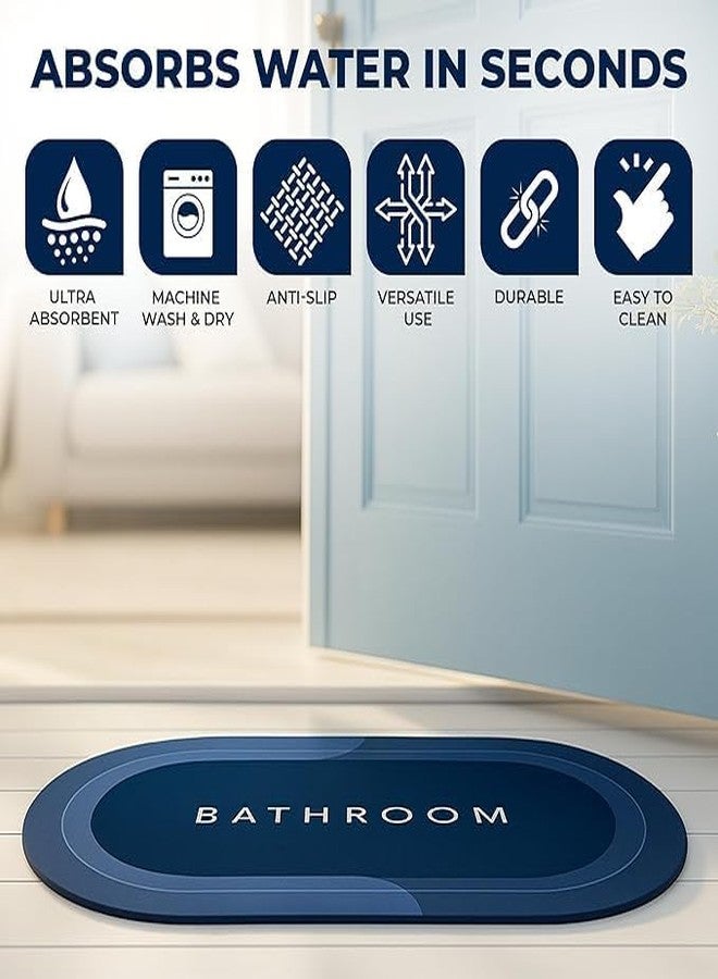 VERVENIX Pack of 1 Quick Dry Soft Bathroom Mat | Super Absorbent Velvet Bath Mat with Anti-Skid Rubber Backing | Water Absorbing Doormat for Bathroom, Kitchen & Home (Blue) - Image 4