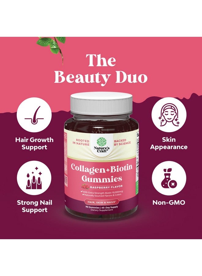 Natures Craft Hair Skin and Nails Gummies for Women - Extra Strength Biotin and Collagen Gummies for Women Hair Skin Nails Support - Non-GMO Kosher Marine Collagen and Biotin 10000mcg per serving Gummies (45 Days)  - Image 2