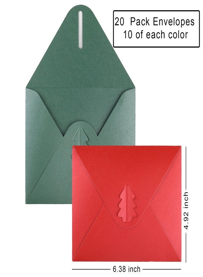 amassan 20 Pack 4x6 Envelopes, A4 Thick Paper Envelopes with Xmas Tree Clasp, Invitation Envelopes for Holiday Party (Christmas Red/Green) - Image 2