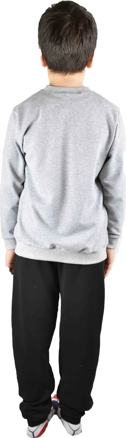 Bluence Men's Waiter Printed Gray Cotton Tracksuit Set