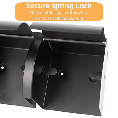 Desyeryamimi Double Roll Toilet Paper Holder Dispenser with Shelf Storage-Commercial 2-Roll Side by Side Stainless Steel Toilet Tissue Holder/Dispenser Wall Mount for Bathroom/Restroom(Black - Image 4