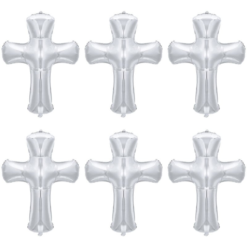 6 Pcs 34 Inch Cross Shape Balloon Jumbo Baptism Balloons Christmas Large Memorial Balloons Communion Christening Religious Foil Balloon Foil Party Balloon for Xmas Home Outdoor Decorations Gold